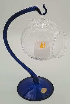 Windlicht mit Ständer (gerippt/blau)